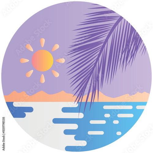 Beach landscape gradient color illustration