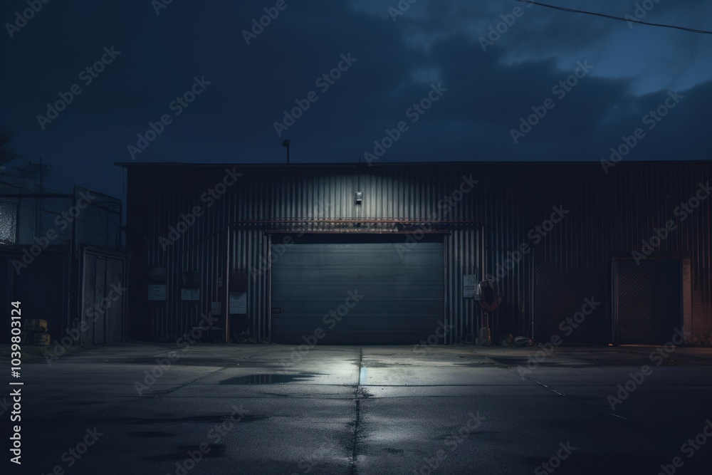 Obraz premium Warehouse gate architecture building evening.