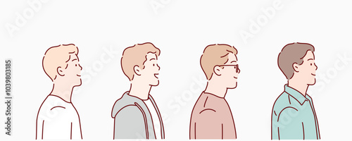 man face side view. Hand drawn style vector design illustrations.