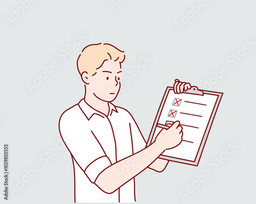 Rejection of document and file. Hand drawn style vector design illustrations.