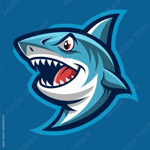 Shark esport gaming mascot logo template Vector Illustration