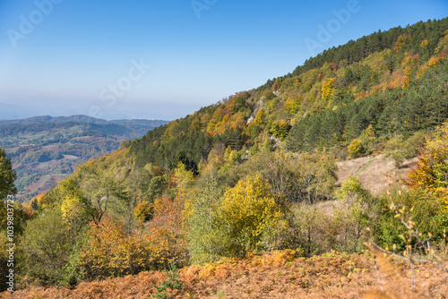 Nature and viewpoints of the mountain Bobija in Western Serbia, near the town of Valjevo. A nature reserve with hiking trails, landscape and a natural background.