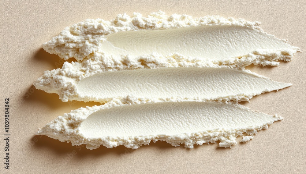Creamy texture of whipped cream artistically spread on a pastel surface Creamy texture of whipped cream artistically spread on a pastel surface
