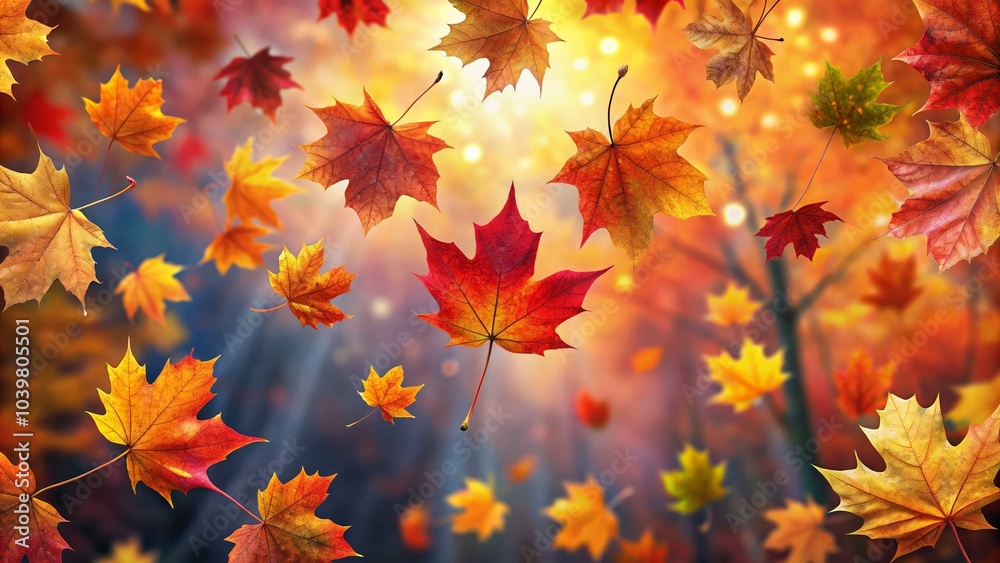 Aerial View of Autumn Maple Leaves Falling in Vibrant Colors - Nature's Seasonal Change Aerial View of Autumn Maple Leaves Falling in Vibrant Colors - Nature's Seasonal Change