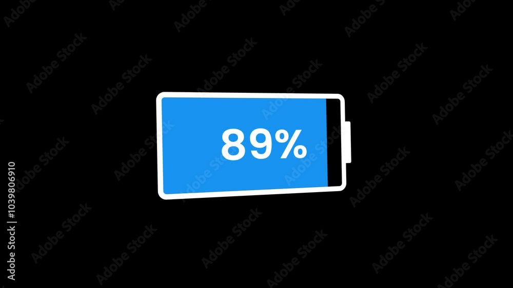 Battery charging concept animation. 0 to 100% charging cycle animation. electric power supply in battery. Battery charging concept animation. 0 to 100% charging cycle animation. electric power supply in battery.