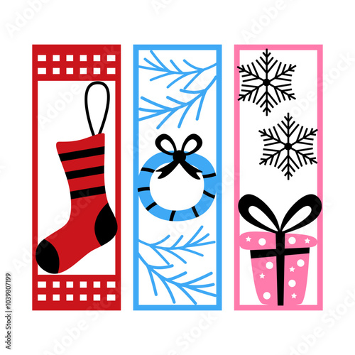 Christmas vertical sign. Vector illustration