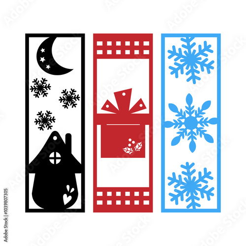 Christmas vertical sign. Vector illustration