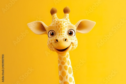 Smiling Cartoon Giraffe with Vibrant Yellow Spots photo