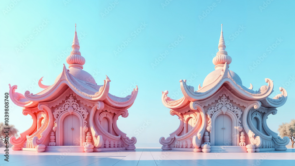 An Artistic Vision of Two Fancy and Ornate Roof Concepts Highlighting Architectural Beauty and Creative Design Elements An Artistic Vision of Two Fancy and Ornate Roof Concepts Highlighting Architectural Beauty and Creative Design Elements
