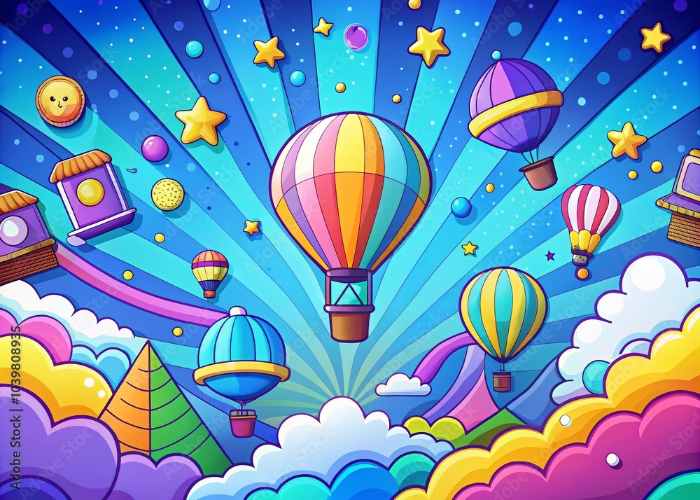 Naklejka premium Aerial View of Hand-Drawn Cartoon Transitions in Motion Graphics for Creative Projects