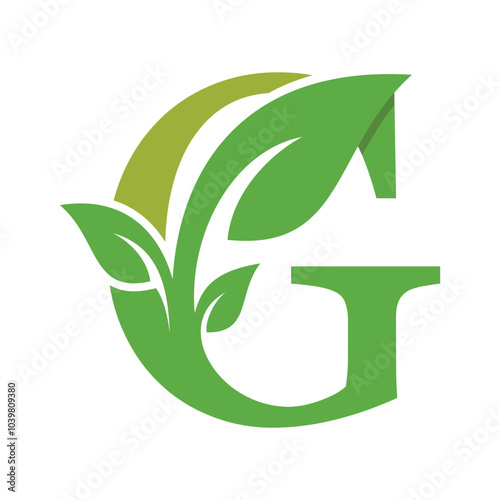 leaf design with a creative concept of the letter g combination