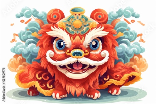 Lion dance mammal chinese new year representation.