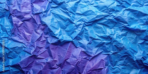 Abstract Crumpled Blue and Purple Paper Texture Background with Copy Space for Design, Wrinkled Fabric or Canvas Surface Ideal for Creative Projects and Text Overlay