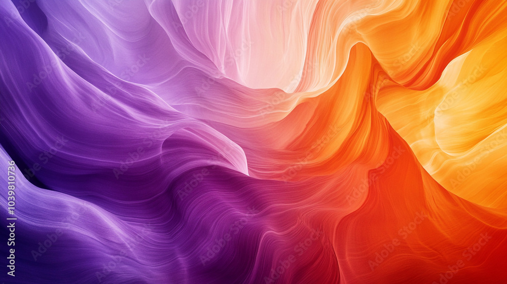 Obraz premium Colorful abstract waves blend in vibrant purple and orange hues creating a stunning visual effect