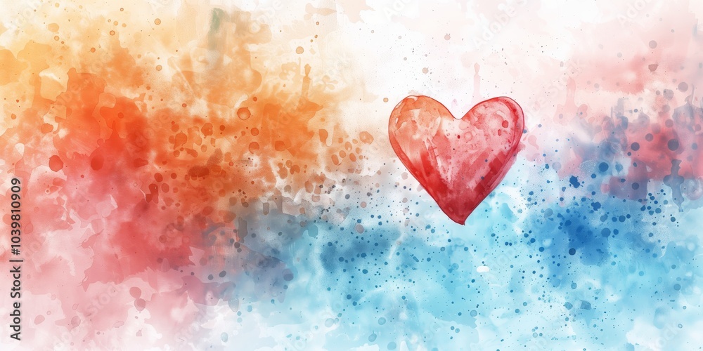 Abstract background with heart symbol and soft watercolor spots, blurred edges, light shades, minimalistic design. Abstract background with heart symbol and soft watercolor spots, blurred edges, light shades, minimalistic design.