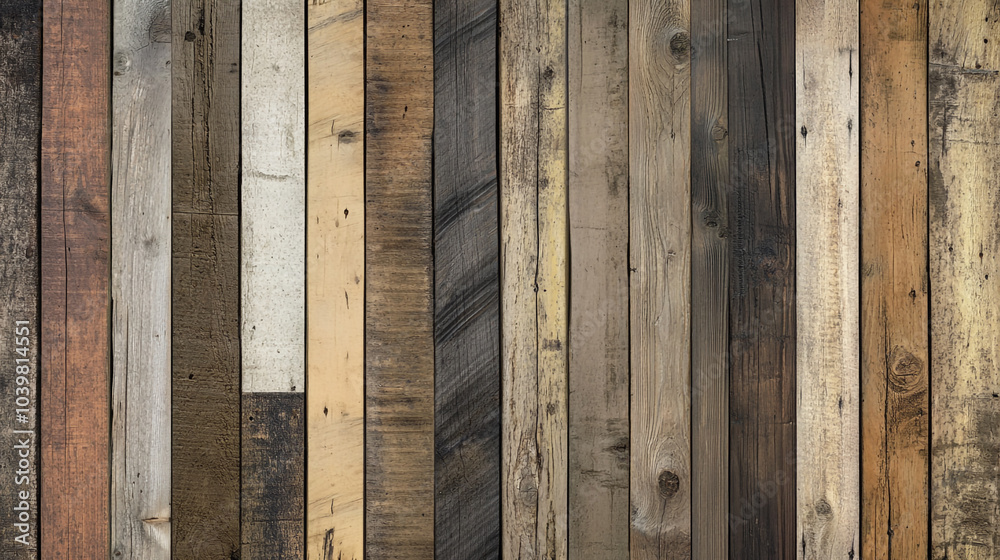 A collection of rustic wooden planks showcasing various textures and colors in an indoor setting A collection of rustic wooden planks showcasing various textures and colors in an indoor setting