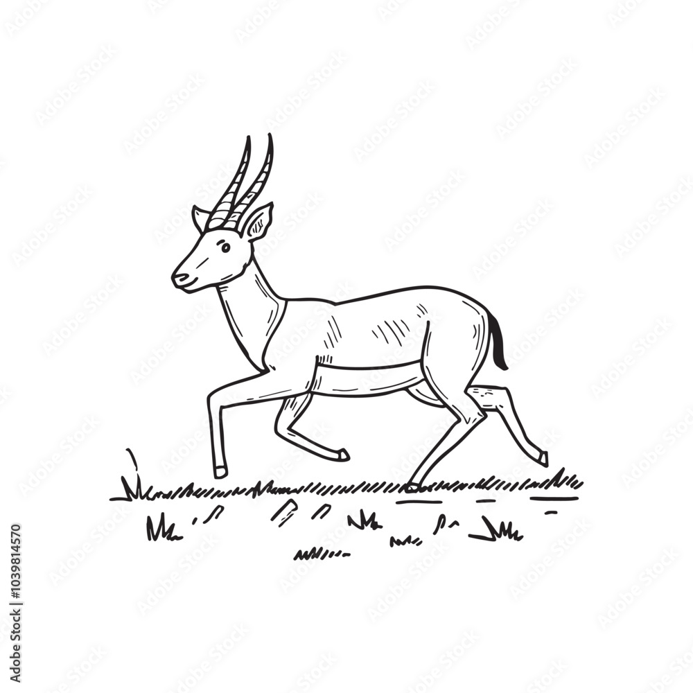 Fototapeta premium Illustration of an Antelope Running Through a Grassy Field