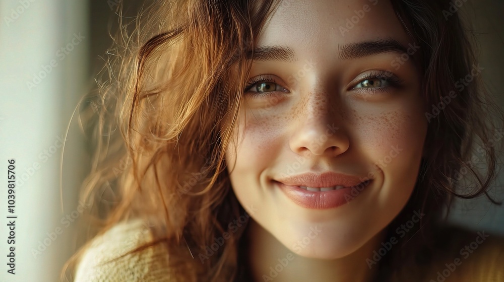 Portrait of a Smiling Young Woman with Freckles Portrait of a Smiling Young Woman with Freckles