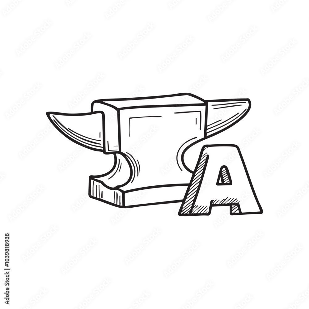 Illustration of an Anvil Beside the Modern Letter A Illustration of an Anvil Beside the Modern Letter A