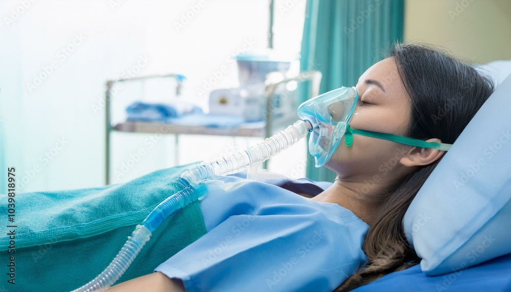 Fototapeta premium Apnea Sleep Disorder Treatment In Hospital