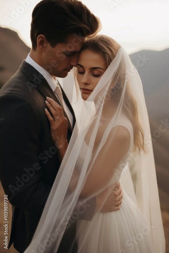 Wedding dress bride veil photography.
