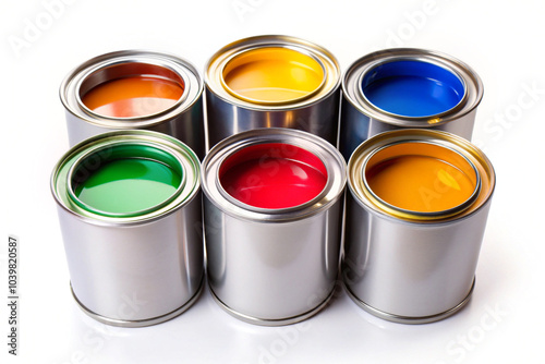 Paint cans isolated on white background