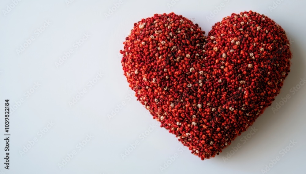 Heart shape made from colorful seeds on a clean white background Heart shape made from colorful seeds on a clean white background
