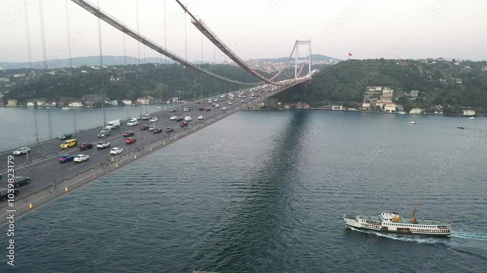 The iconic Bosphorus Bridge in Istanbul, Turkey, seen from above The iconic Bosphorus Bridge in Istanbul, Turkey, seen from above