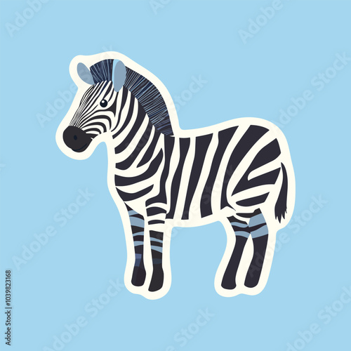 Cute cartoon zebra vector childish vector illustration in flat style. For poster, greeting card and baby design. for alphabet letter Z Upper case or capital letter for children learning practice ABC