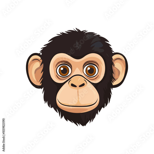 Monkey head, monkey face vector Illustration, isolated on a white background