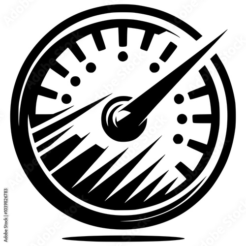 dynamic speedometer logo with a needle in motion