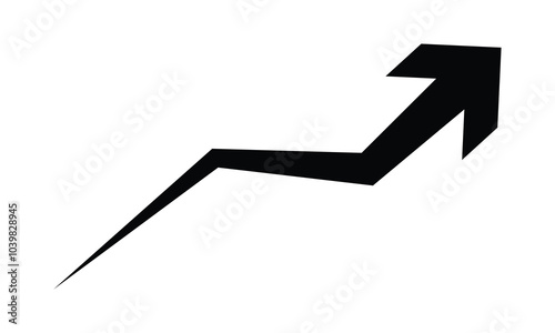 Black arrow icon indicating direction. icon isolated on white background.