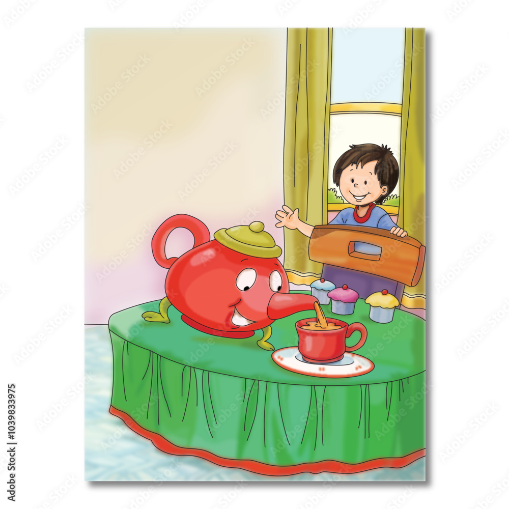 Ταπετσαρία I am a little Teapot Nursery rhyme Illustration