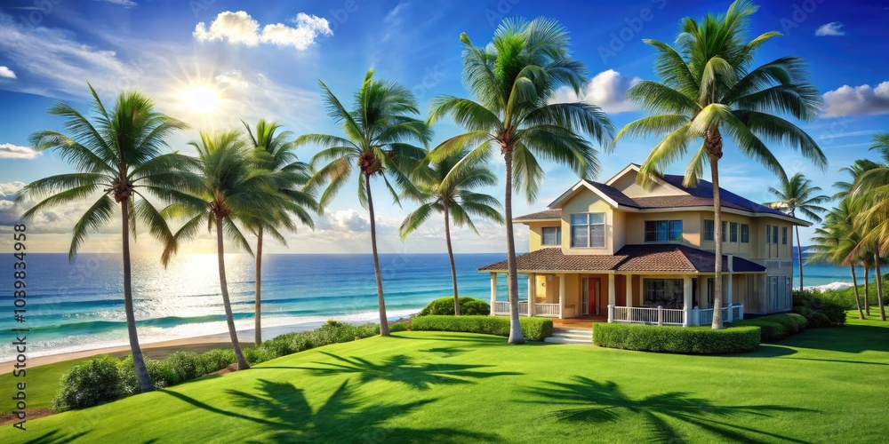 Serene Oceanic House with Palm Trees and Lush Lawn by the Atlantic Ocean – Coastal Living, Beachfront Homes, Tranquil Retreats, Tropical Architecture, Nature Bliss, Ocean Views Serene Oceanic House with Palm Trees and Lush Lawn by the Atlantic Ocean – Coastal Living, Beachfront Homes, Tranquil Retreats, Tropical Architecture, Nature Bliss, Ocean Views