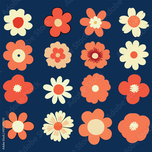 Collection of flowers. Vector botanical flowers background. style for  print,banners, wallpaper, posters, websites, online shopping.Vector illustration design and creative idea,eps 10.	
