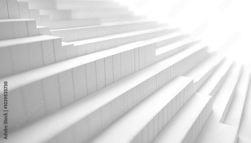 Staircase with smooth white steps ascending into a bright, luminous space Staircase with smooth white steps ascending into a bright, luminous space
