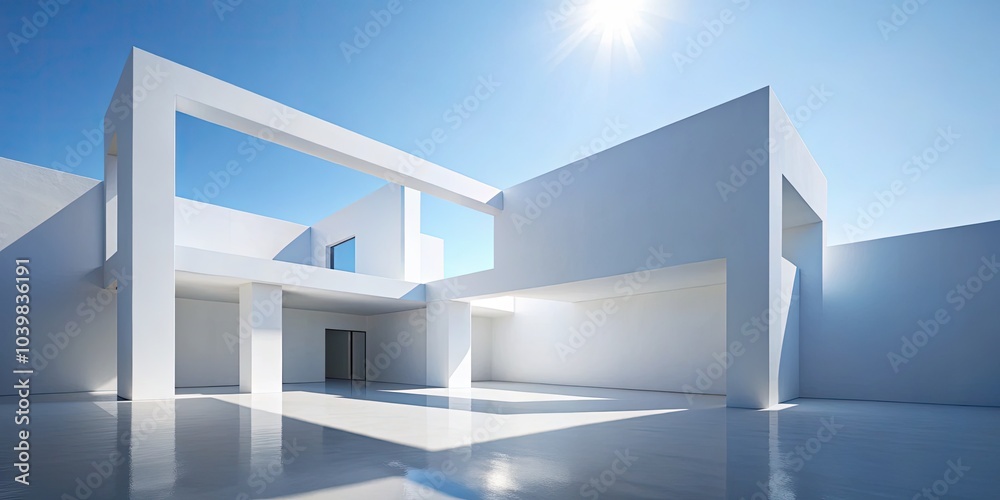 Obraz premium Stunning Abstract White Architecture with Clean Lines and Dynamic Shapes for Modern Interior Design Inspiration and Aesthetic Appeal in Contemporary Spaces