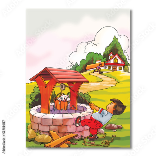 Ding Dong Bell Nursery rhyme Illustration