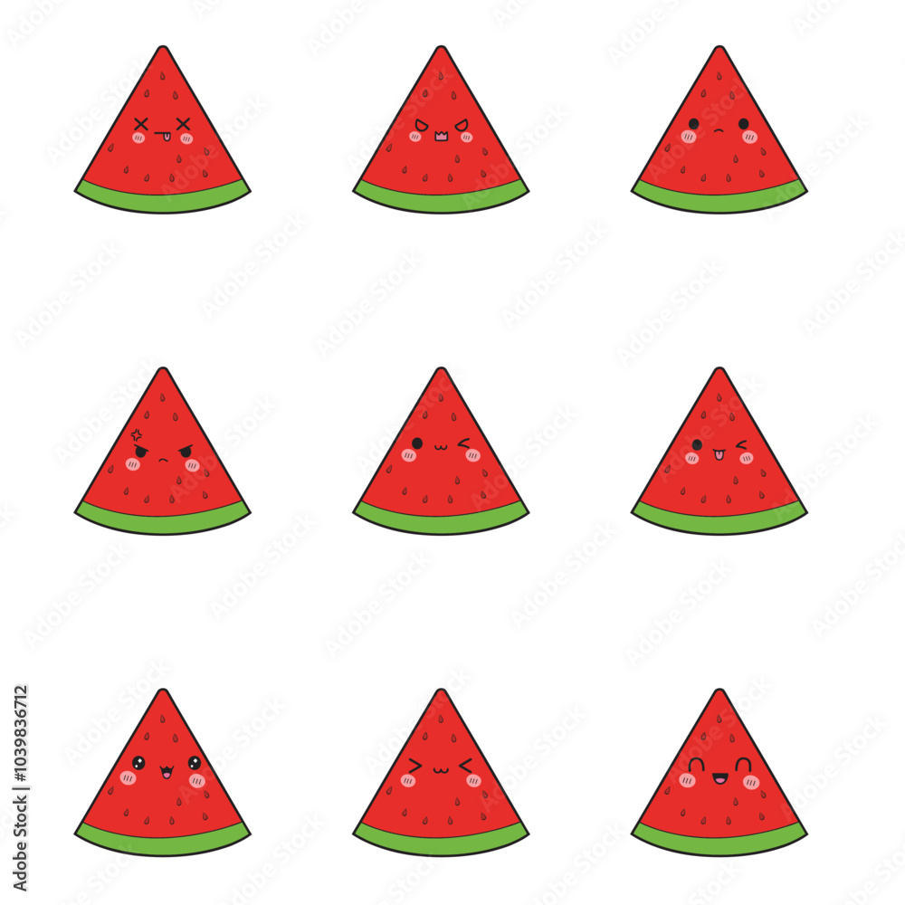 collection of Kawaii Watermelon slice isolated Design - Watermelon Fruit Vector illustration
collection of Kawaii Watermelon slice isolated Design - Watermelon Fruit Vector illustration
