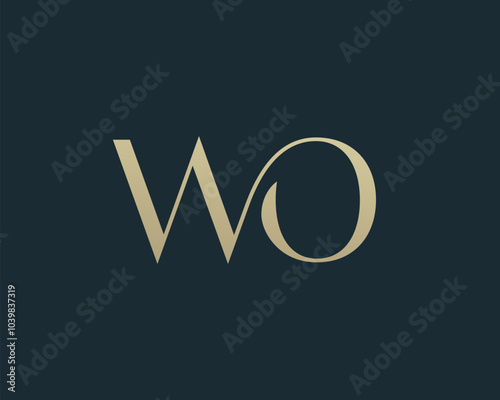 WO letter logo icon design. Classic style luxury initials monogram.