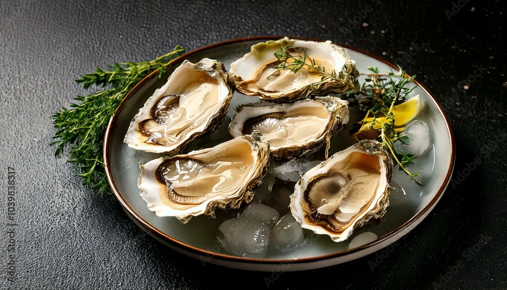 皿に盛られたおいしそうな生牡蠣 皿に盛られたおいしそうな生牡蠣