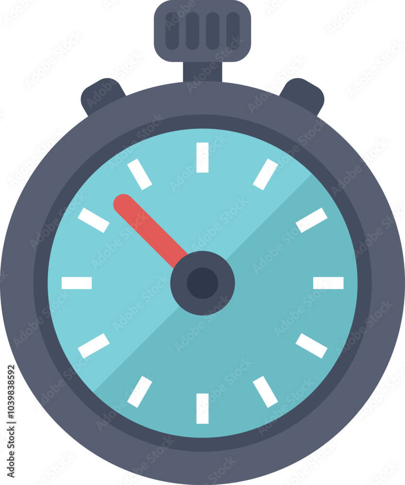 Classic stopwatch is measuring time passing by, with second hand moving on its blue clock face Classic stopwatch is measuring time passing by, with second hand moving on its blue clock face