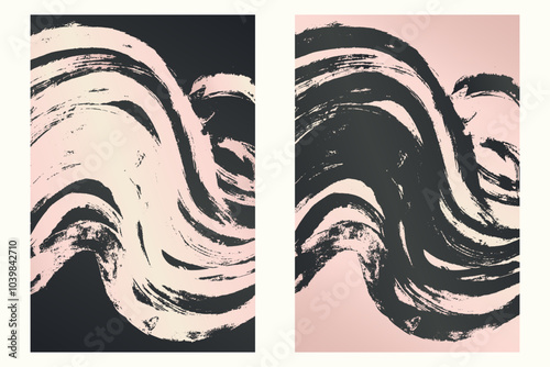 Watercolor or ink strokes in a grunge style banner template. Soft pink grunge design template with strokes. Perfect for adding an edgy and textured look to banners, posters, and creative designs. 