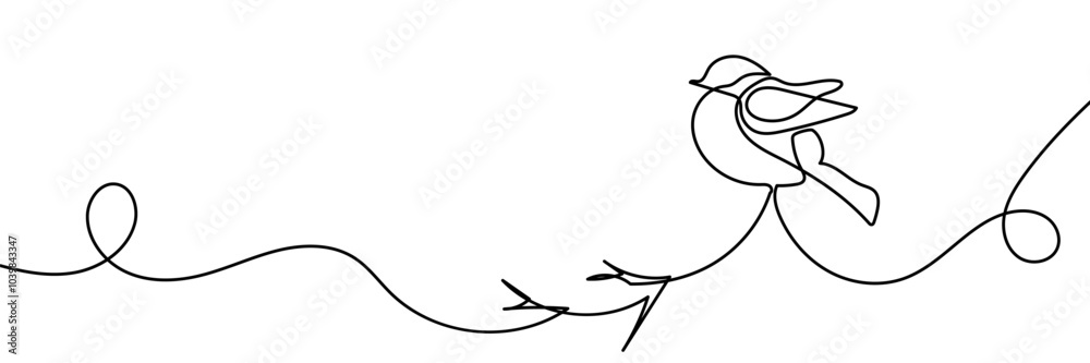Winter birds in the snow vector illustration. continious line drawing. vector illustration Winter birds in the snow vector illustration. continious line drawing. vector illustration