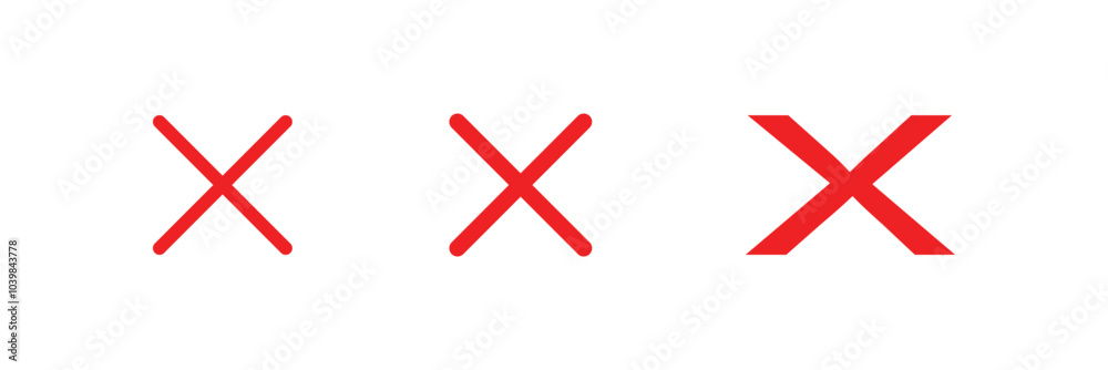 A set of red X is shown on a white background. A set of red X is shown on a white background.