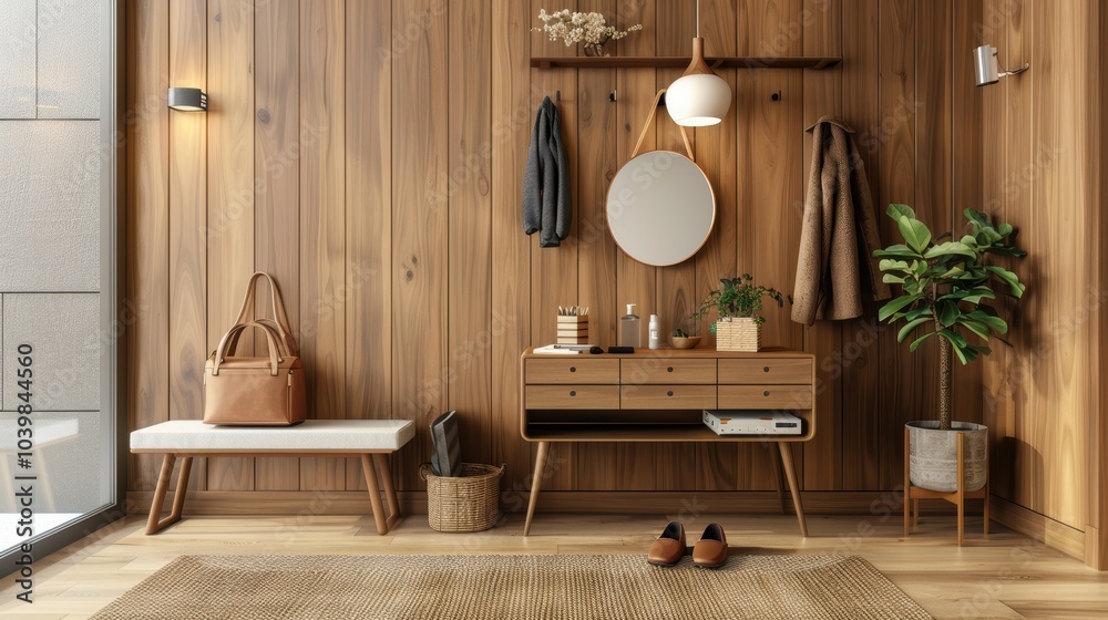 Modern Wooden Entrance Hallway Design