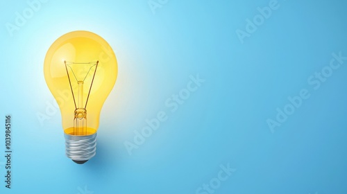 Conceptual Light Bulb on Blue Background