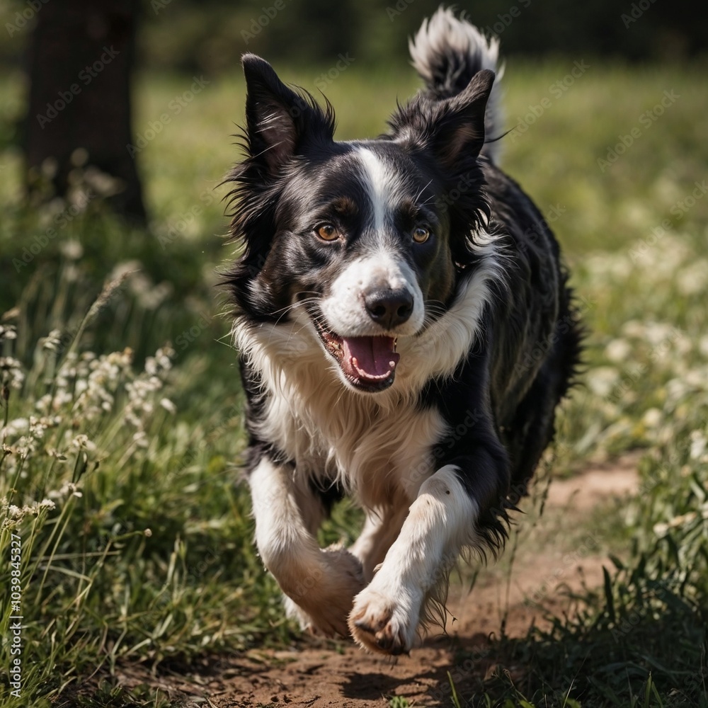 Border Collie running happily Border Collie running happily