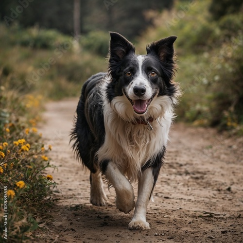 Border Collie running happily