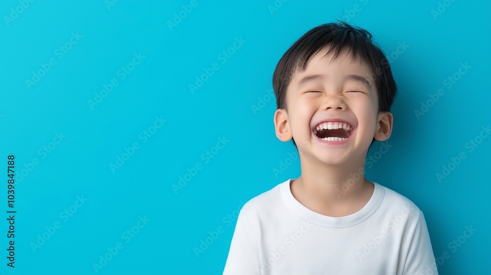 Asian boy smile on flat background Asian boy smile on flat background